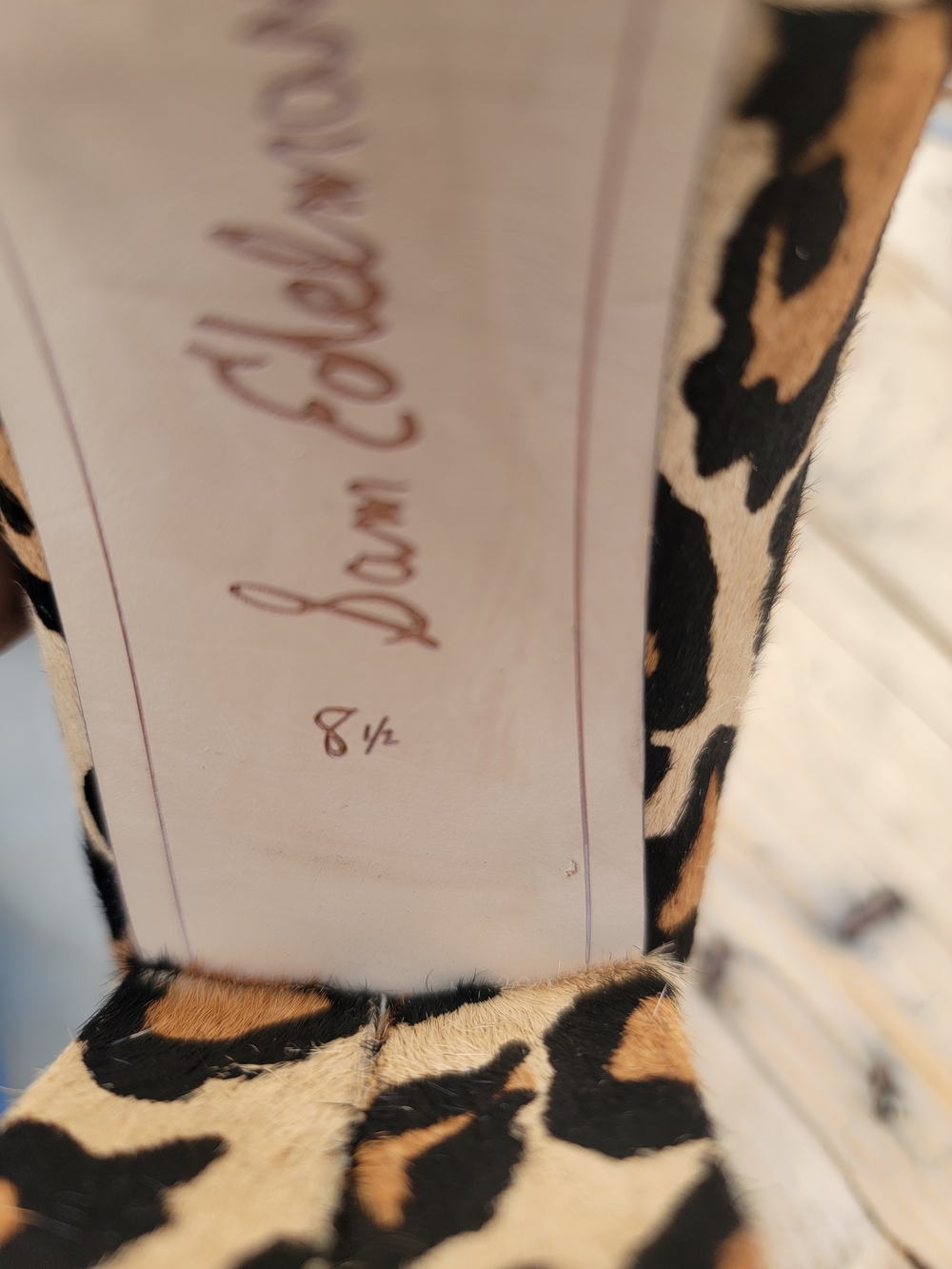 Sam Edelman Leopard Print Chunky Heel Pumps - Tan/Black Womens Size 8 - Picture 5 of 7